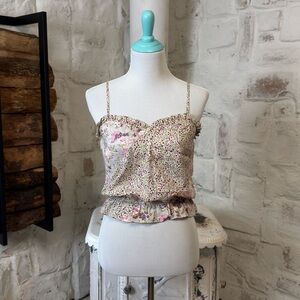 Xhilaration Floral Print Camisole with Ruffle Trim